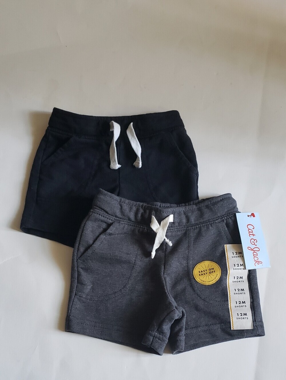 Cat & Jack Baby Boys Shorts Bundle 2pc Grey NWT Black 12M